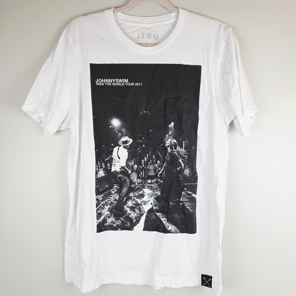 JohnnySwim Band Tee L 2017 Tour TAKE WORLD Concert Merch Indie Folk JSWM T Shirt
